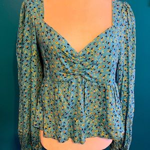 AFRM Floral puff sleeve blouse Sz.L